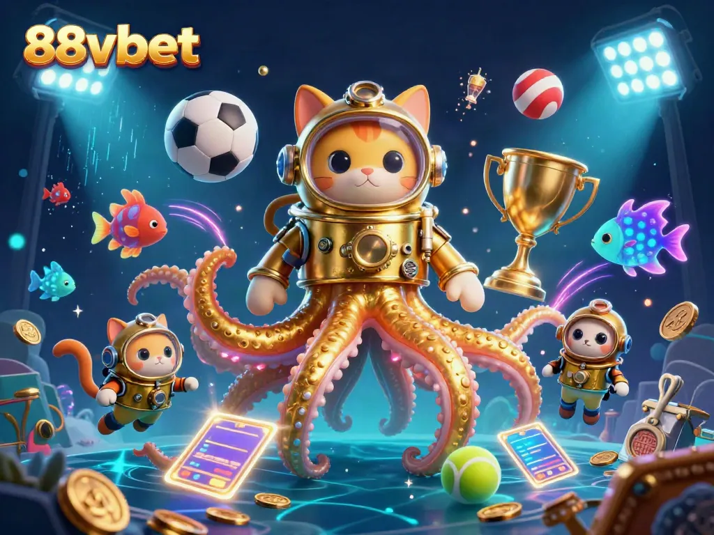 Engage in thrilling gaming with 88vbet, featuring dynamic sports elements and a whimsical underwater theme.